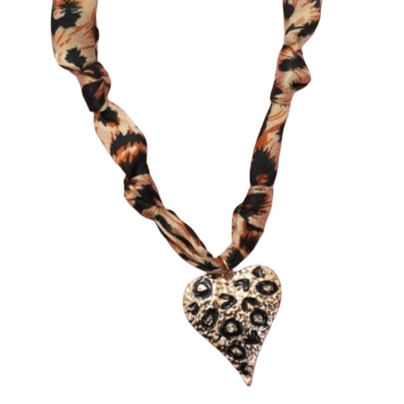Leopard Print Handmade Scarf Necklace (5111)